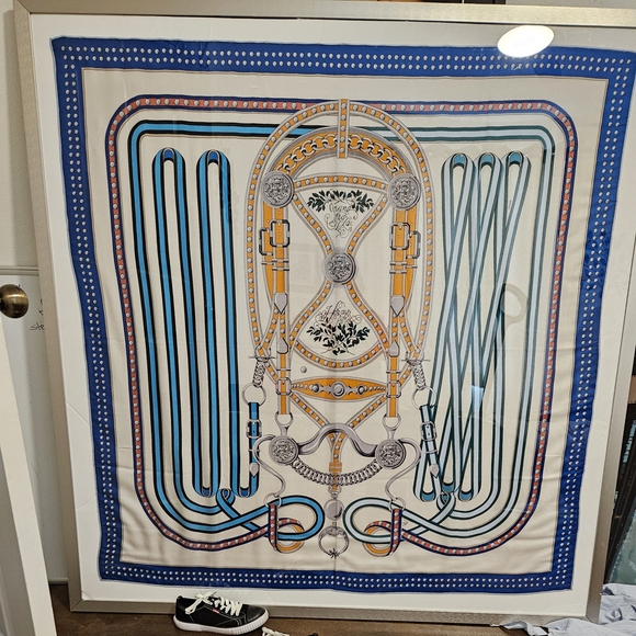 Artistic Blue and Gold Tapestry